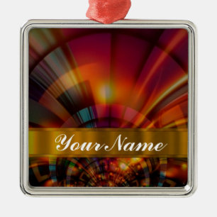 Ornamento De Metal Abstrato vermelho e laranja moderno