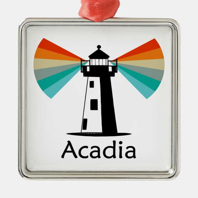 Ornamento De Metal Acadia National Park Lighthouse Rainbow (Frente)