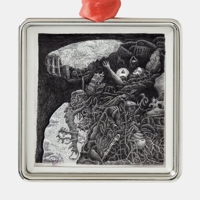 Ornamento De Metal Acima e Abaixo por Brian Benson (Frente)