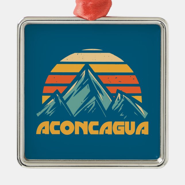 Ornamento De Metal Aconcagua Retro Turquesa (Frente)