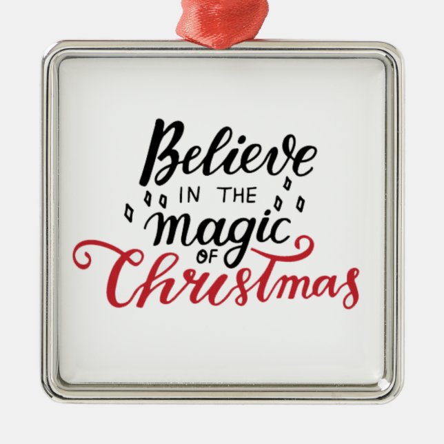 Ornamento De Metal Acredite na Mágica do Natal (Frente)