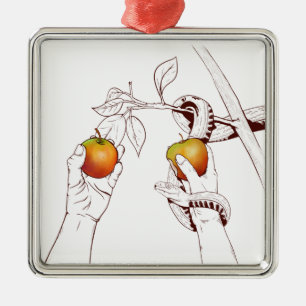 Ornamento De Metal Adão e Eva com o cobra