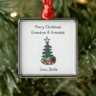 Ornamento De Metal Adicione o Natal dos Avós da Trabalho de arte do s