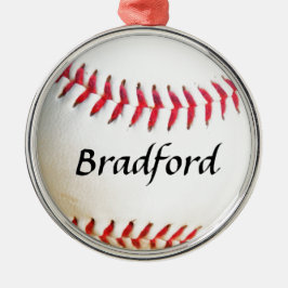 Ornamento De Metal Adicione o nome no baseball branco com legendagem 