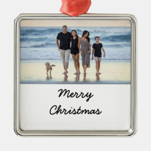 Ornamento De Metal adicione sua foto texto natal feliz feriado