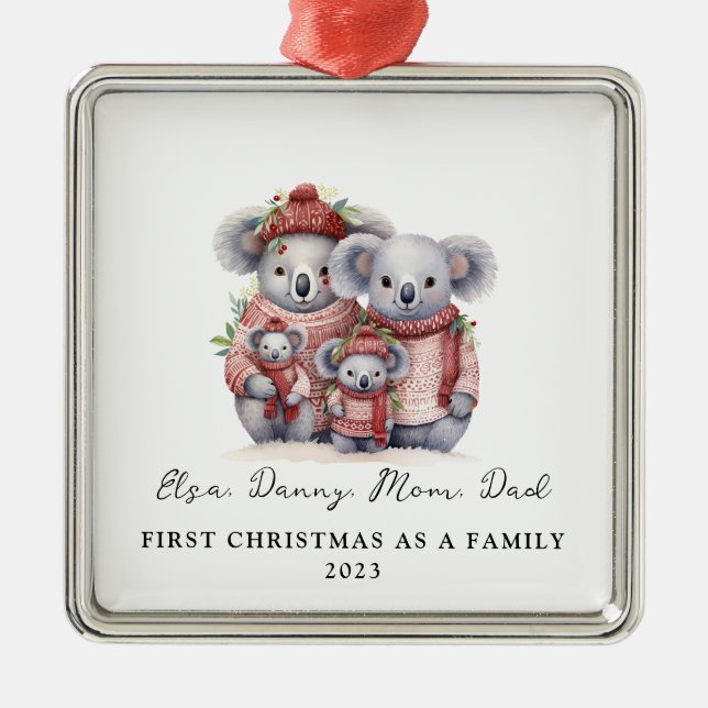 Ornamento De Metal Adoção Infantil Primeiro Natal Como Família Koala (Frente)