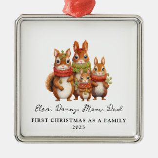 Ornamento De Metal Adoção Primeiro Natal Como Esquilo Da Floresta Fam