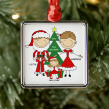 Adorável Família de 3 Figuras de Pau Natal Adorno