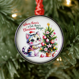 Ornamento De Metal Adorável Gatinho Kawaii de Natal Personalizado Fer
