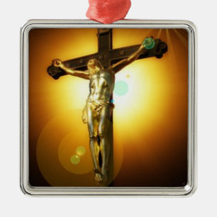 Ornamento De Metal Adorno de Cerâmica Natalino Crucifixo Marrom Doura