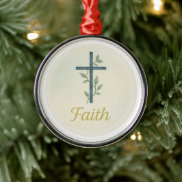 Ornamento De Metal Adorno de Natal em Aquarela “Fé”