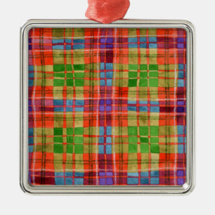 Ornamento De Metal Adorno de Vidro Quadrado TARTAN MAC RAE