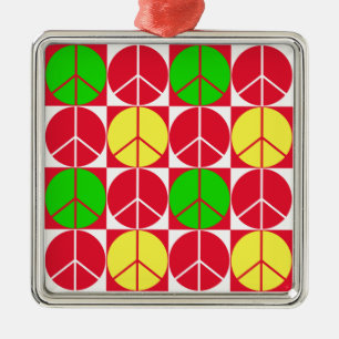 Ornamento De Metal Adorno, Paz Rasta, Vermelho Amarelo Verde