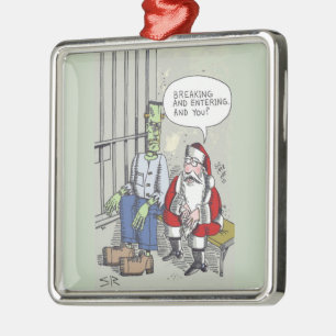 Ornamento De Metal Adorno premium de Natal de Papai Noel na Cadeia