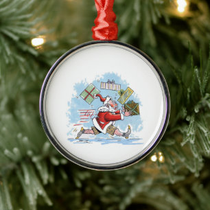 Ornamento De Metal Adorno premium round Santa Despreparado