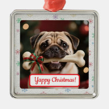 Adorno Quadrado de Natal para Donos de Cachorros P