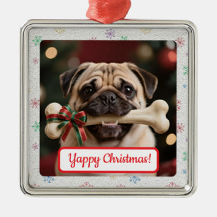 Ornamento De Metal Adorno Quadrado de Natal para Donos de Cachorros P