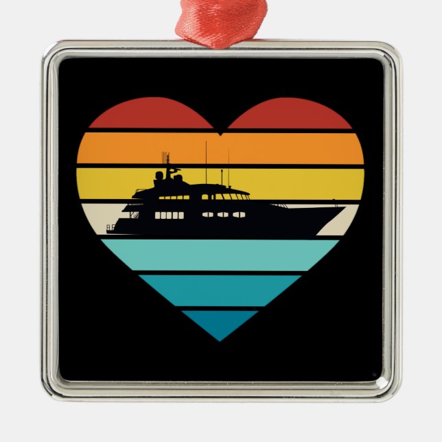 Ornamento De Metal Adoro Iate Capitão Navio Retro Sunset (Frente)