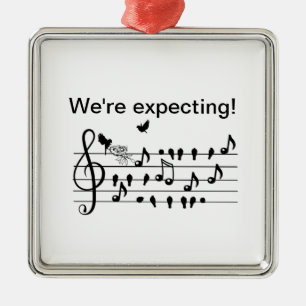 Ornamento De Metal Adoro pássaros, esperando um acréscimo à família.