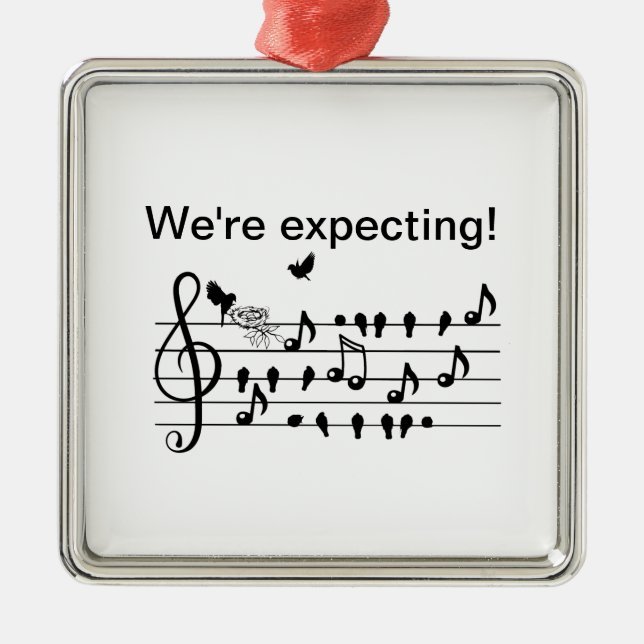 Ornamento De Metal Adoro pássaros, esperando um acréscimo à família. (Frente)