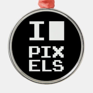 Ornamento De Metal Adoro Pixels, design de geek, arte de pixel