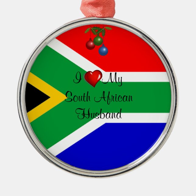 Ornamento De Metal África do Sul: Eu Amo Meu Marido Sul-Africano (Frente)