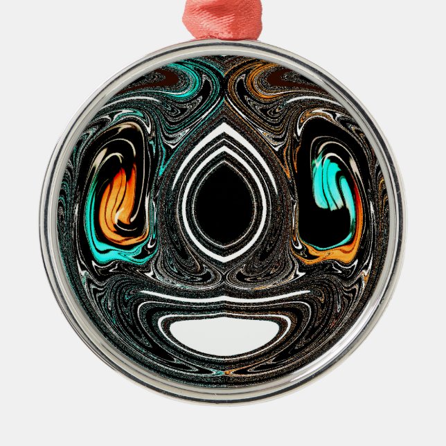 Ornamento De Metal African Ethnic Doodle Zebra texturou Art Impressão (Frente)