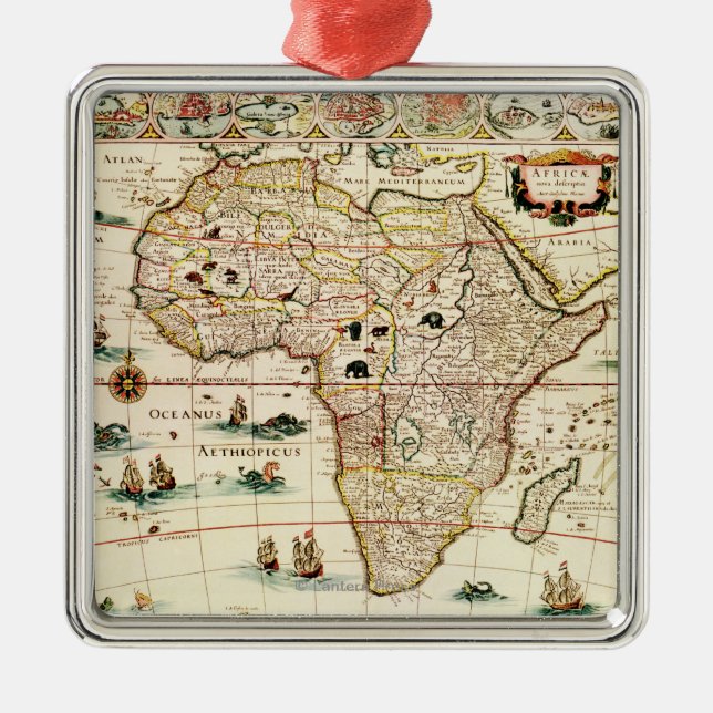 Ornamento De Metal AfricaPanoramic MapAfrica 2 (Frente)