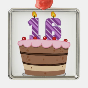 Ornamento De Metal Age 16 on Birthday Cake