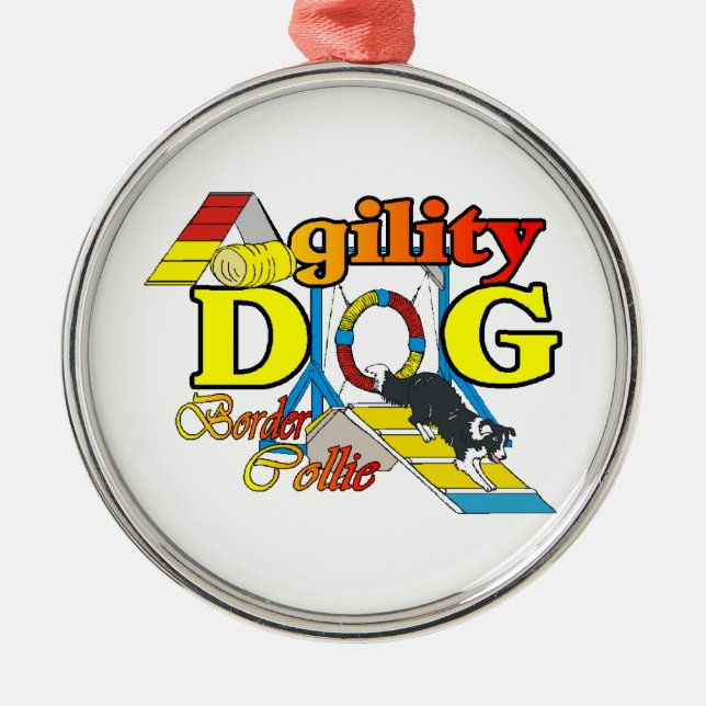 Ornamento De Metal Agilidade de Borda Collie (Frente)