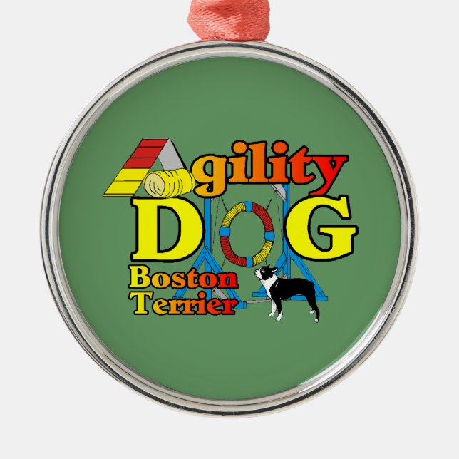 Ornamento De Metal Agilidade de Boston Terrier (Frente)