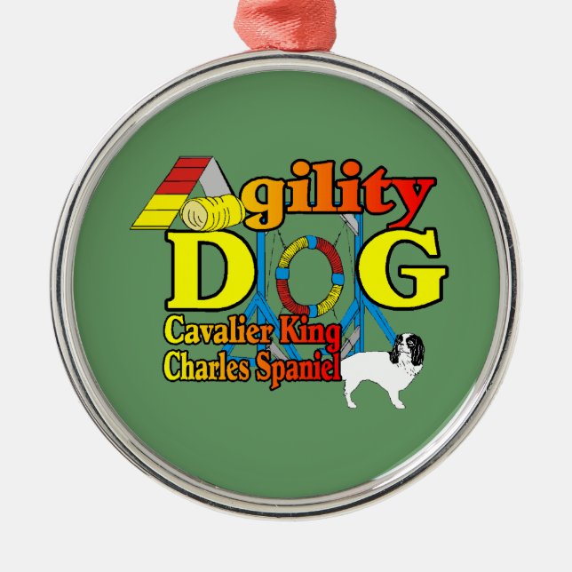 Ornamento De Metal Agilidade do Cavalier King Charles Spaniel (Frente)