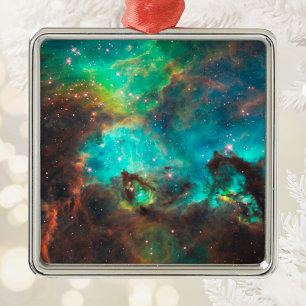Ornamento De Metal Aglomerado Estelar Aqua Verde Celestial