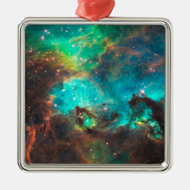 Ornamento De Metal Aglomerado Estelar Aqua Verde Celestial (Frente)