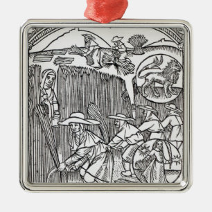 Ornamento De Metal Agosto, do calendário de um pastor