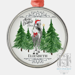 Ornamento De Metal Água-forte de Natal Personalizada de Cavalo Person