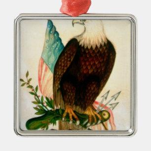 Ornamento De Metal Águia americana com bandeira