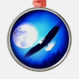 Ornamento De Metal Águia Voadora e Lua