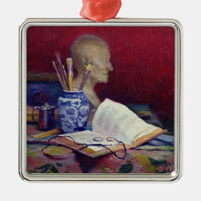 Ornamento De Metal Ainda vida com cabeça de Voltaire (Frente)