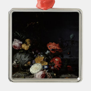 Ornamento De Metal Ainda vida com flores e insetos