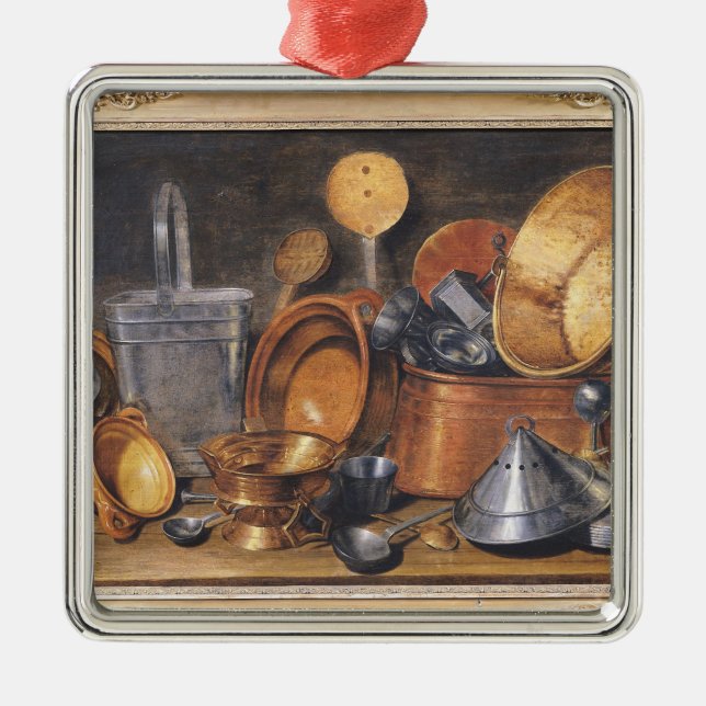 Ornamento De Metal Ainda vida com utensílios da cozinha (Frente)