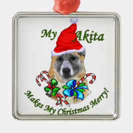 Ornamento De Metal Akita Christmas