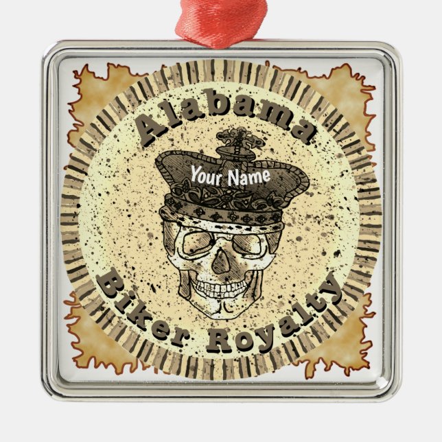 Ornamento De Metal Alabama Biker  (Frente)