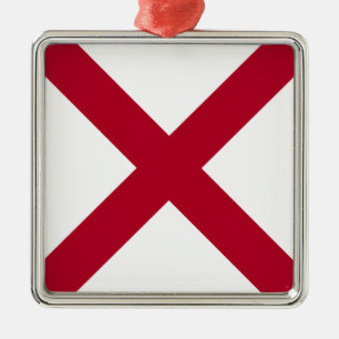 Ornamento De Metal Alabama: Rua Andrew Crimson Cross Flag