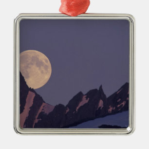 Ornamento De Metal Alasca, Montanhas Chugach Lua cheia nasce