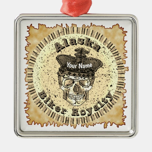 Ornamento De Metal Alaska Biker  (Frente)