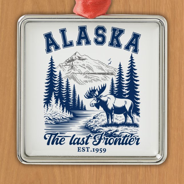 Ornamento De Metal Alaska Nature Escape with Moose (Criador carregado)