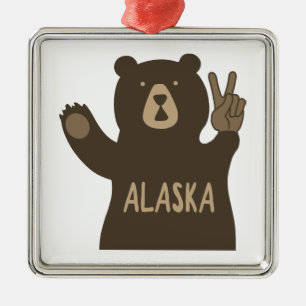 Ornamento De Metal Alaska Peace Bear