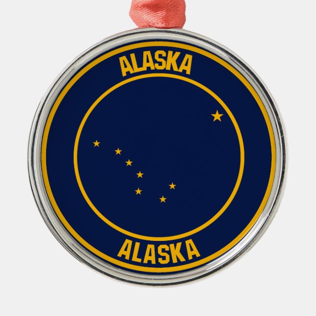 Ornamento De Metal Alaska Round Emblem (Frente)