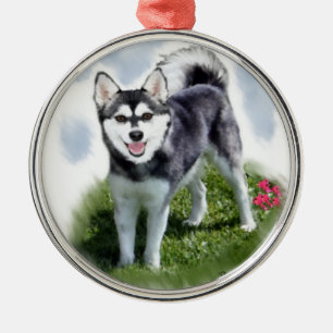 Ornamento De Metal Alaskan Klee Kai Art